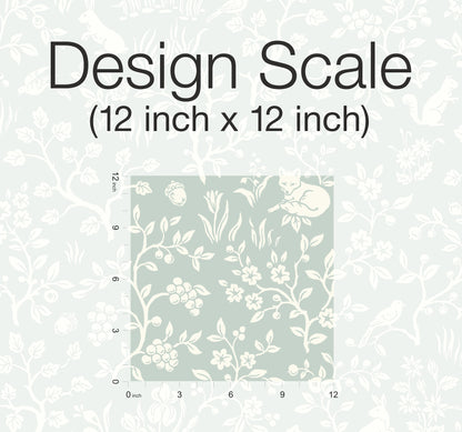 York Wallcoverings York Premium Peel + Stick Magnolia Home Fox and Hare Green Peel and Stick Wallpaper  Animals Greens  Wallpaper - PSW1167RL