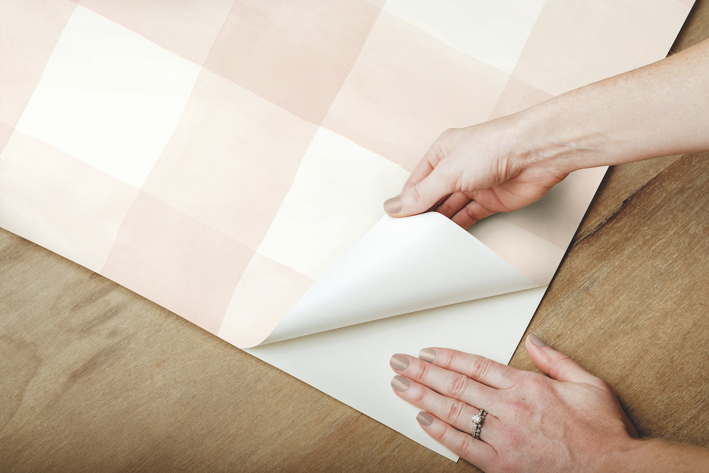 York Wallcoverings York Premium Peel + Stick Magnolia Home Watercolor Check Pink Peel and Stick Wallpaper  Country and Lodge Pinks  Wallpaper - PSW1170RL