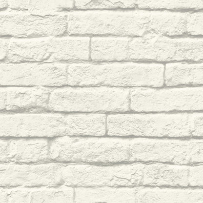 York Wallcoverings York Premium Peel + Stick Magnolia Home Brick and Mortar White Peel and Stick Wallpaper  Textures Whites and Off-Whites  Wallpaper - PSW1174RL