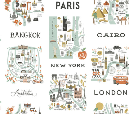 York Wallcoverings Rifle Paper Co. Premium Peel and Stick City Maps Mint Peel and Stick Wallpaper  Modern and Transitional Greens  Wallpaper - PSW1195RL