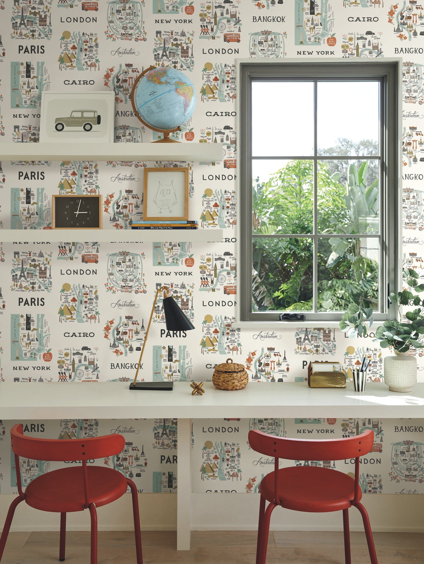 York Wallcoverings Rifle Paper Co. Premium Peel and Stick City Maps Mint Peel and Stick Wallpaper  Modern and Transitional Greens  Wallpaper - PSW1195RL