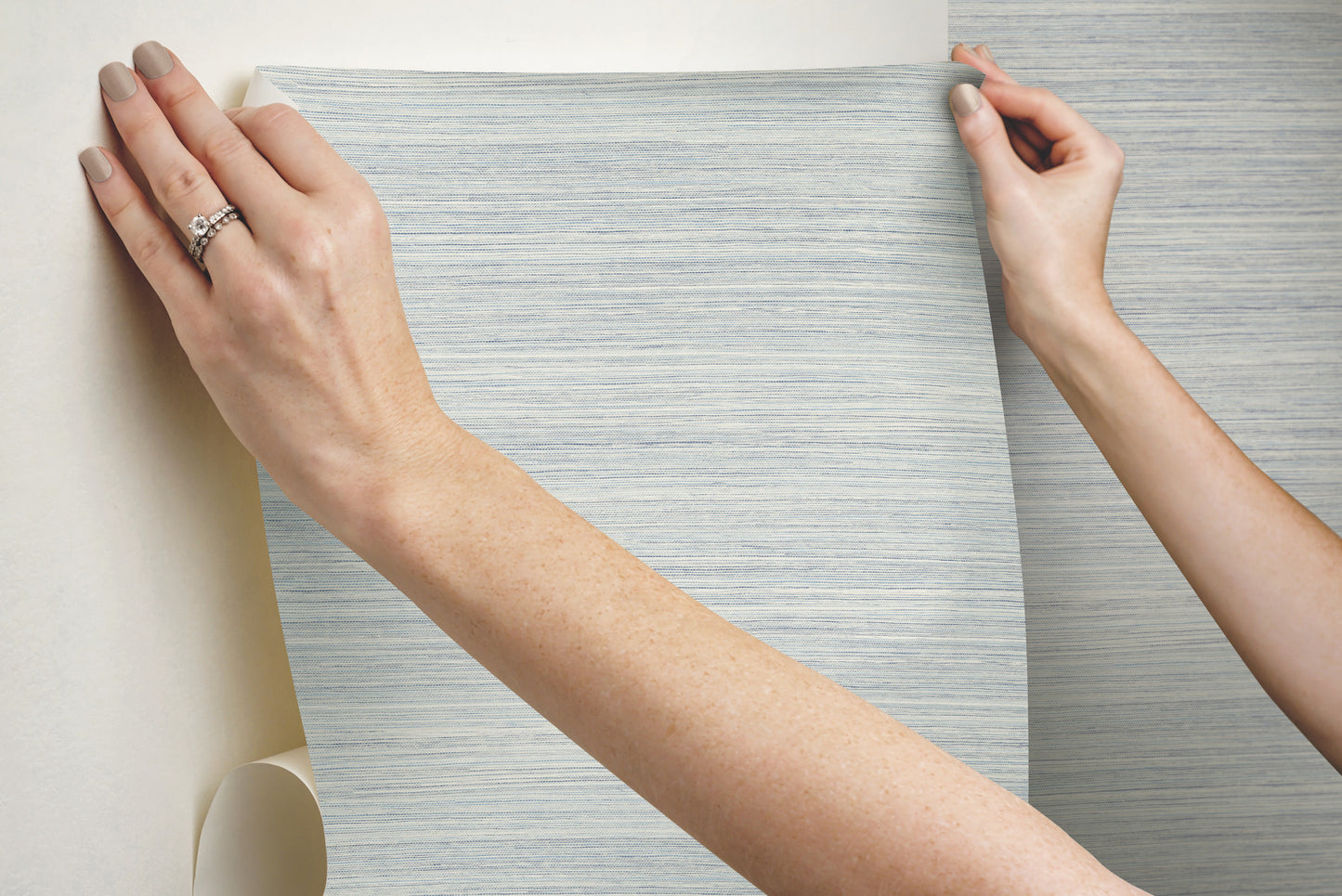 York Wallcoverings Grasscloth, Wood and Stone Cattail Weave Blue Peel and Stick Wallpaper  Weaves Browns  Wallpaper - PSW1281RL