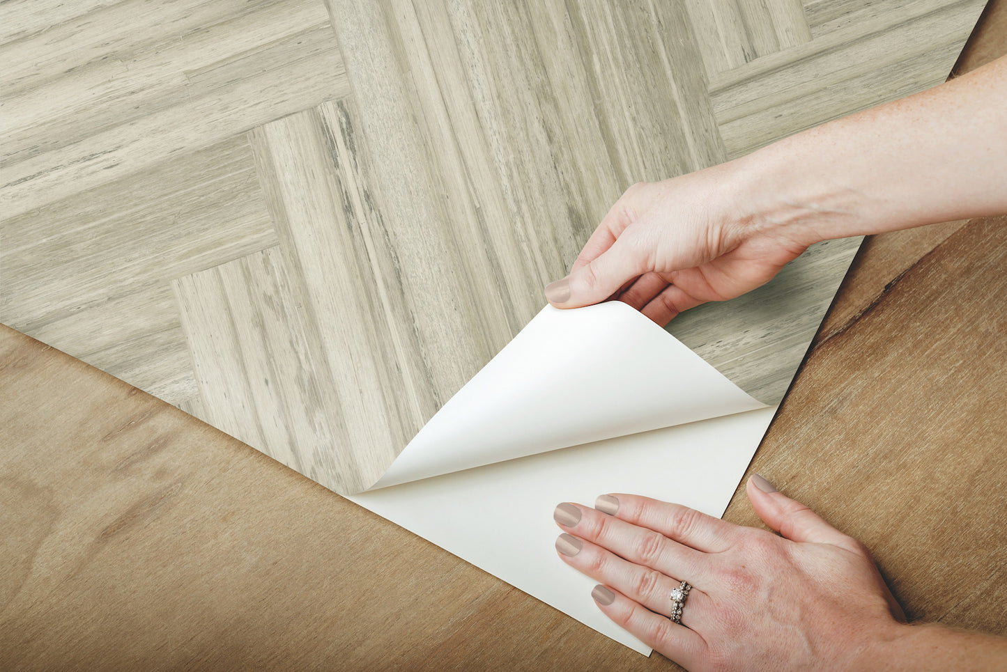 York Wallcoverings Grasscloth, Wood and Stone Hermosa Herringbone Brown Peel and Stick Wallpaper  Brick, Wood and Stone Browns  Wallpaper - PSW1286RL