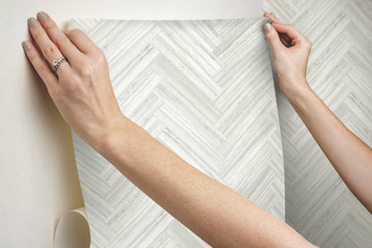 York Wallcoverings Grasscloth, Wood and Stone Hermosa Herringbone Beige Peel and Stick Wallpaper  Brick, Wood and Stone Whites and Off-Whites  Wallpaper - PSW1287RL