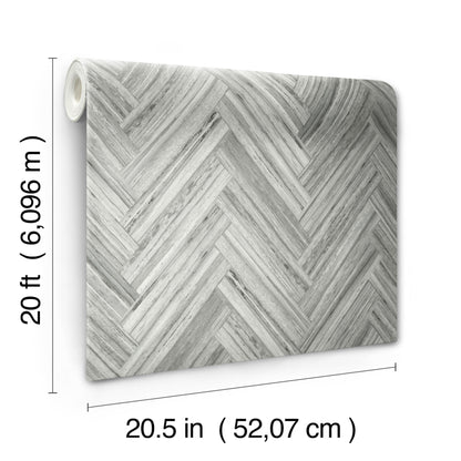York Wallcoverings Grasscloth, Wood and Stone Hermosa Herringbone Grey Peel and Stick Wallpaper  Brick, Wood and Stone Greys  Wallpaper - PSW1288RL