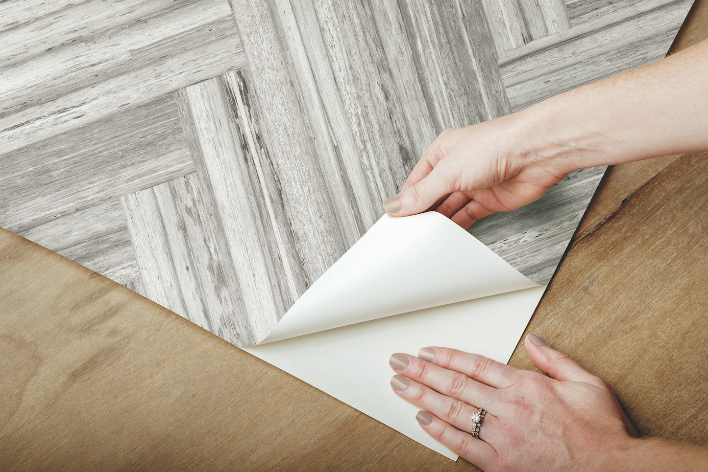 York Wallcoverings Grasscloth, Wood and Stone Hermosa Herringbone Grey Peel and Stick Wallpaper  Brick, Wood and Stone Greys  Wallpaper - PSW1288RL