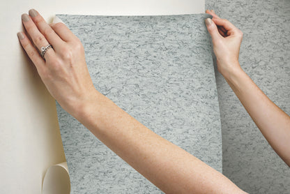 York Wallcoverings Grasscloth, Wood and Stone Shimmering Cork Grey Peel and Stick Wallpaper   Blues  Wallpaper - PSW1292RL