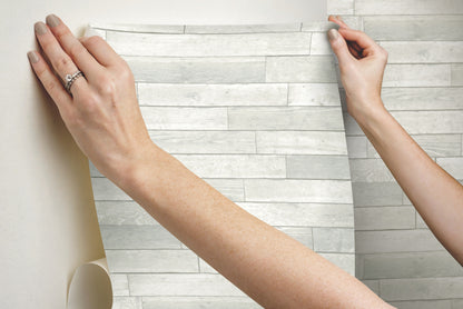 York Wallcoverings Grasscloth, Wood and Stone Warehouse Planks White Peel and Stick Wallpaper  Brick, Wood and Stone Whites and Off-Whites  Wallpaper - PSW1293RL