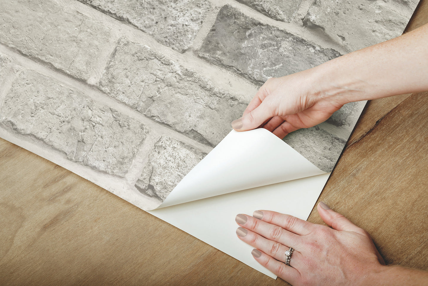 York Wallcoverings Grasscloth, Wood and Stone Stretcher Brick Grey Peel and Stick Wallpaper  Brick, Wood and Stone Greys  Wallpaper - PSW1304RL