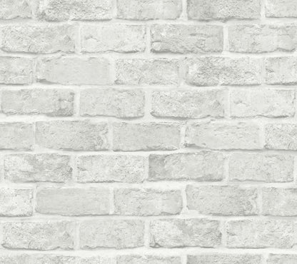 York Wallcoverings Grasscloth, Wood and Stone Stretcher Brick Light Grey Peel and Stick Wallpaper  Brick, Wood and Stone Greys  Wallpaper - PSW1305RL