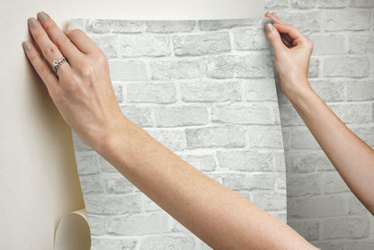 York Wallcoverings Grasscloth, Wood and Stone Stretcher Brick Light Grey Peel and Stick Wallpaper  Brick, Wood and Stone Greys  Wallpaper - PSW1305RL