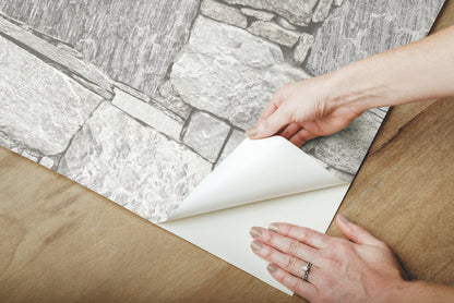 York Wallcoverings Rifle Paper Co. Premium Peel and Stick Chateau Stone Grey Peel and Stick Wallpaper  Brick, Wood and Stone Greys  Wallpaper - PSW1308RL