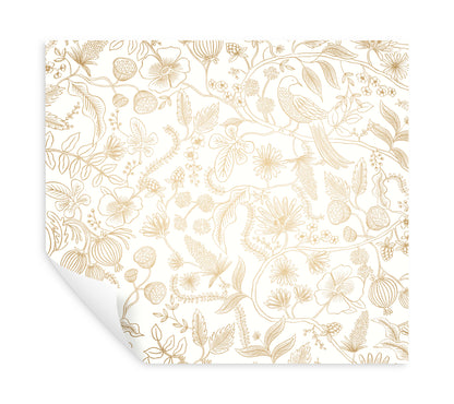 York Wallcoverings Rifle Paper Co. Premium Peel and Stick Aviary Off White and Gold Peel and Stick Wallpaper  Botanical Whites and Off-Whites  Wallpaper - PSW1309RL