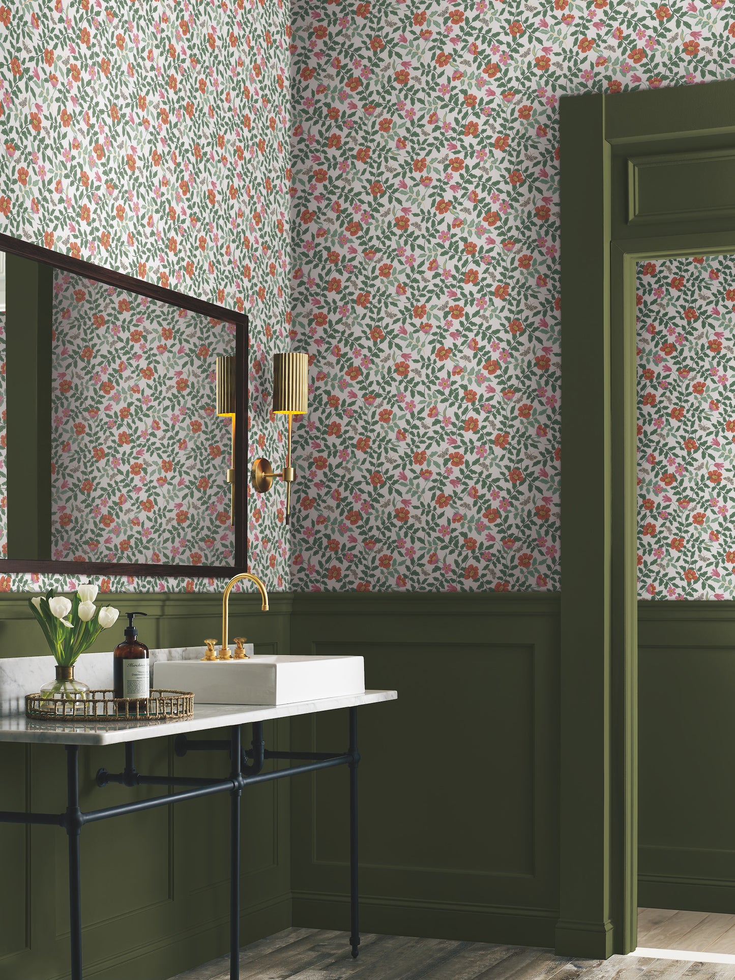York Wallcoverings Rifle Paper Co. Premium Peel and Stick Primrose Rose and Cream Peel and Stick Wallpaper  Florals and Flowers Multicolor  Wallpaper - PSW1313RL