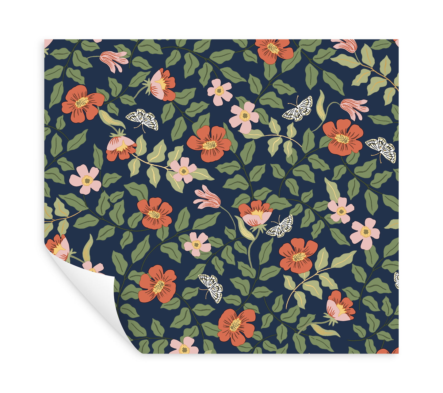 York Wallcoverings Rifle Paper Co. Premium Peel and Stick Primrose Rose and Navy Peel and Stick Wallpaper  Florals and Flowers Multicolor  Wallpaper - PSW1314RL