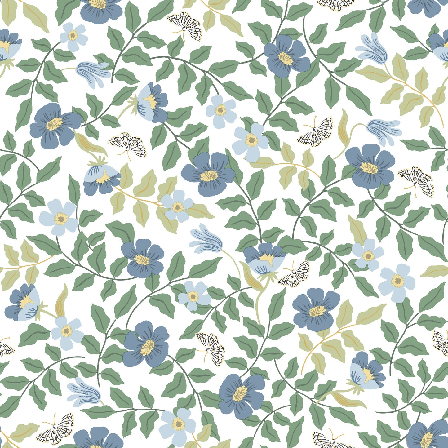 York Wallcoverings Wildlife Primrose Blue and White Peel and Stick Wallpaper  Florals and Flowers Blues  Wallpaper - PSW1316RL