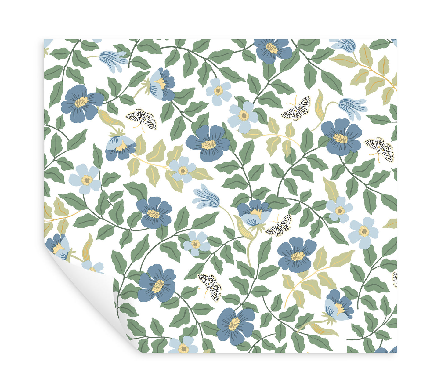 York Wallcoverings Wildlife Primrose Blue and White Peel and Stick Wallpaper  Florals and Flowers Blues  Wallpaper - PSW1316RL