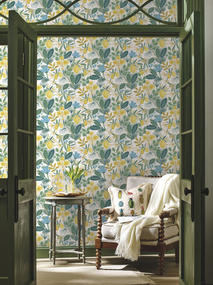 York Wallcoverings Rifle Paper Co. Premium Peel and Stick Amalfi Blue and Green Peel and Stick Wallpaper  Botanical Blues  Wallpaper - PSW1318RL