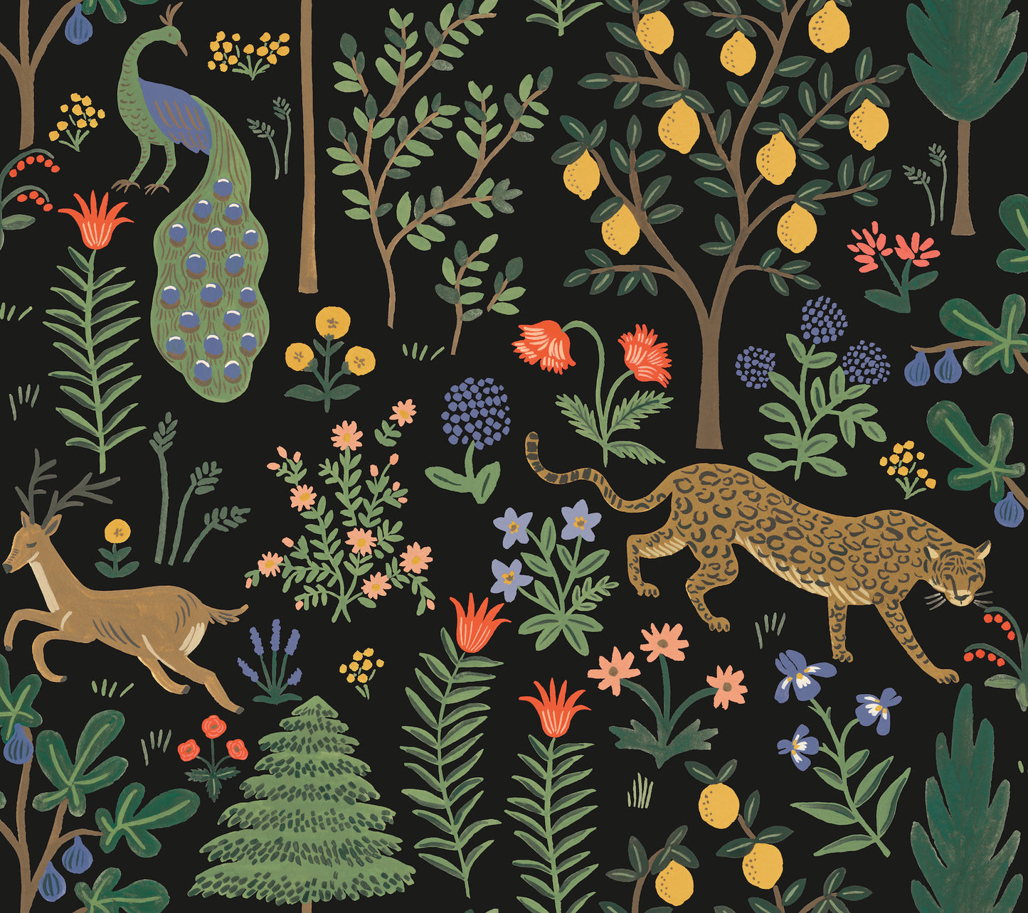 York Wallcoverings Rifle Paper Co. Premium Peel and Stick Menagerie Black Peel and Stick Wallpaper  Animals Blacks  Wallpaper - PSW1321RL