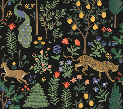 York Wallcoverings Rifle Paper Co. Premium Peel and Stick Menagerie Black Peel and Stick Wallpaper  Animals Blacks  Wallpaper - PSW1321RL