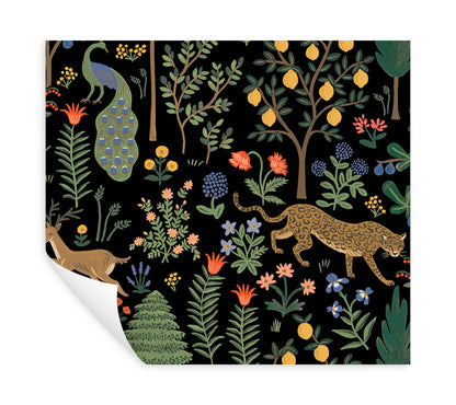York Wallcoverings Rifle Paper Co. Premium Peel and Stick Menagerie Black Peel and Stick Wallpaper  Animals Blacks  Wallpaper - PSW1321RL