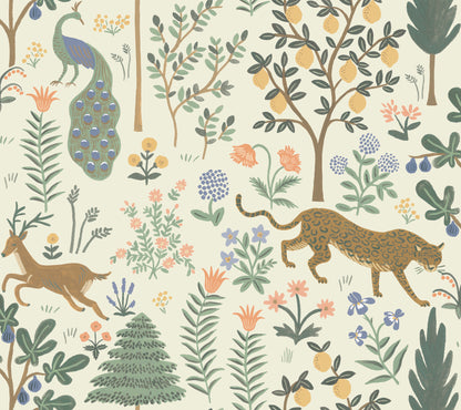 York Wallcoverings Rifle Paper Co. Premium Peel and Stick Menagerie Cream Peel and Stick Wallpaper  Animals Whites and Off-Whites  Wallpaper - PSW1322RL