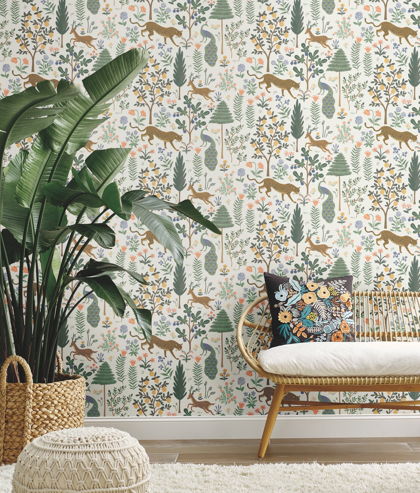 York Wallcoverings Rifle Paper Co. Premium Peel and Stick Menagerie Cream Peel and Stick Wallpaper  Animals Whites and Off-Whites  Wallpaper - PSW1322RL