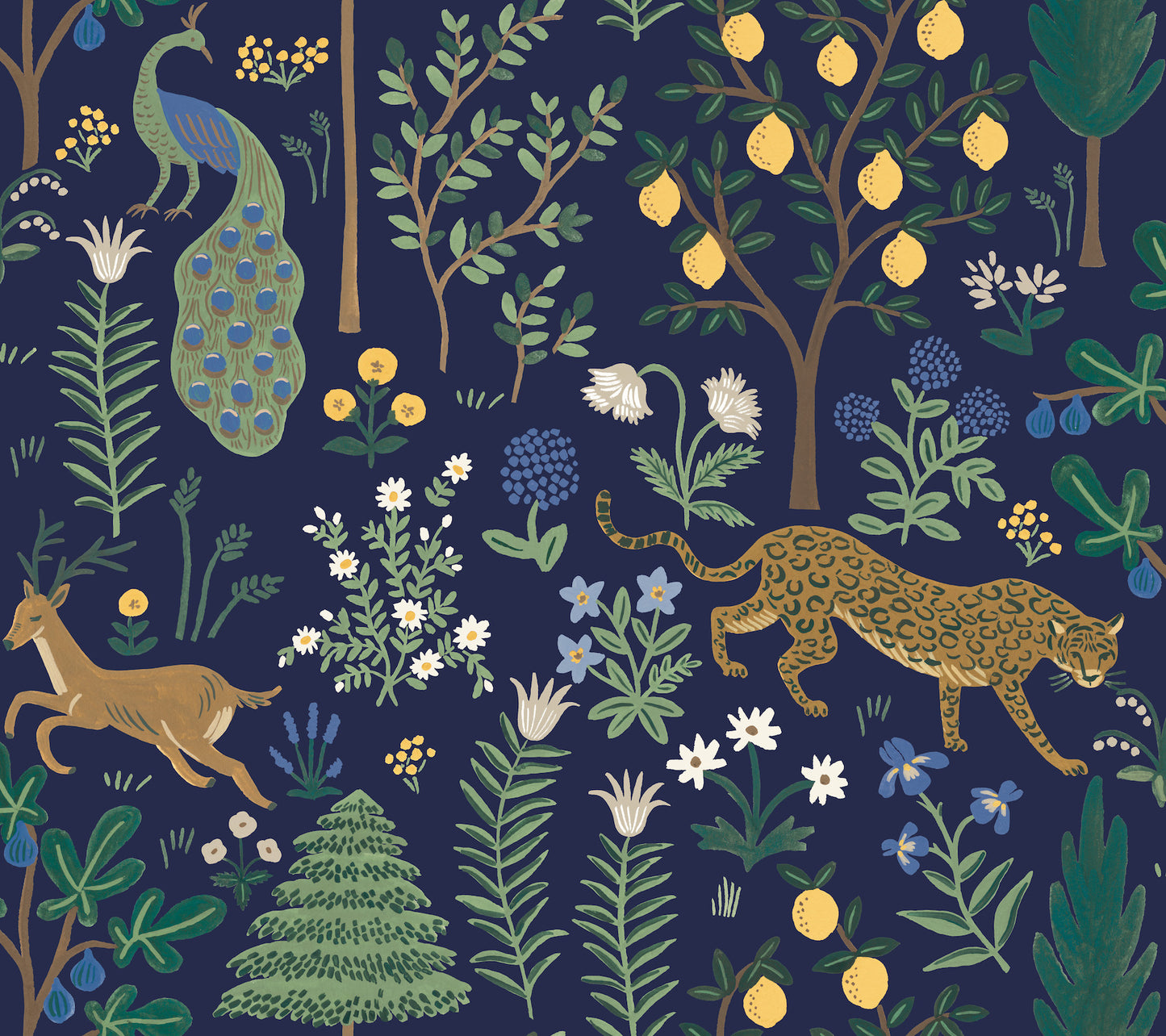 York Wallcoverings Rifle Paper Co. Premium Peel and Stick Menagerie Blue Peel and Stick Wallpaper  Animals Blues  Wallpaper - PSW1323RL