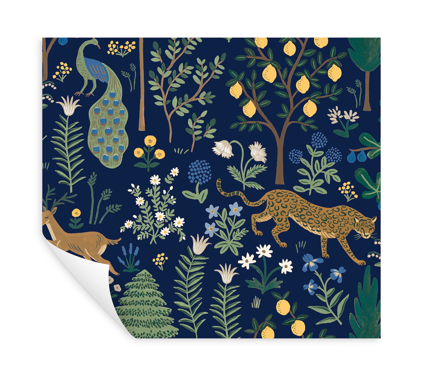 York Wallcoverings Rifle Paper Co. Premium Peel and Stick Menagerie Blue Peel and Stick Wallpaper  Animals Blues  Wallpaper - PSW1323RL