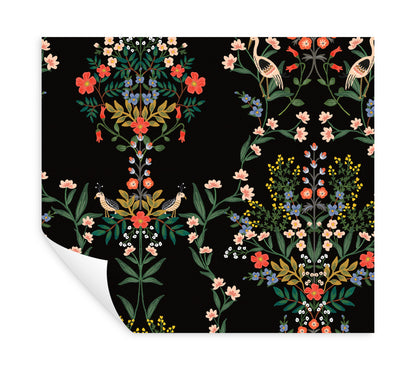 York Wallcoverings Rifle Paper Co. Premium Peel and Stick Luxembourg Black Peel and Stick Wallpaper  Animals Blacks  Wallpaper - PSW1326RL