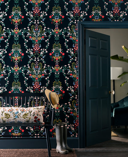 York Wallcoverings Rifle Paper Co. Premium Peel and Stick Luxembourg Black Peel and Stick Wallpaper  Animals Blacks  Wallpaper - PSW1326RL