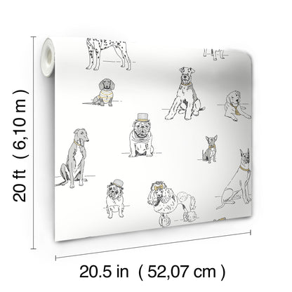 York Wallcoverings Wildlife Dog's Life Silver and Gold Peel and Stick Wallpaper  Animals Metallics  Wallpaper - PSW1339RL