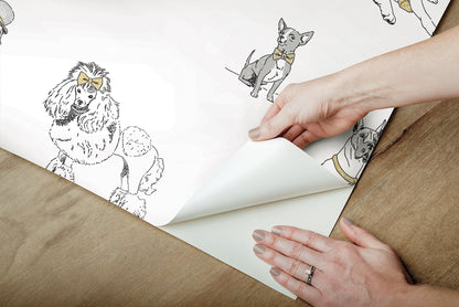 York Wallcoverings Wildlife Dog's Life Silver and Gold Peel and Stick Wallpaper  Animals Metallics  Wallpaper - PSW1339RL