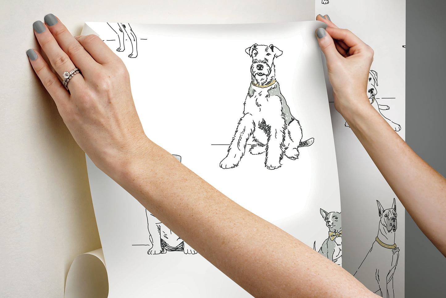 York Wallcoverings Wildlife Dog's Life Silver and Gold Peel and Stick Wallpaper  Animals Metallics  Wallpaper - PSW1339RL