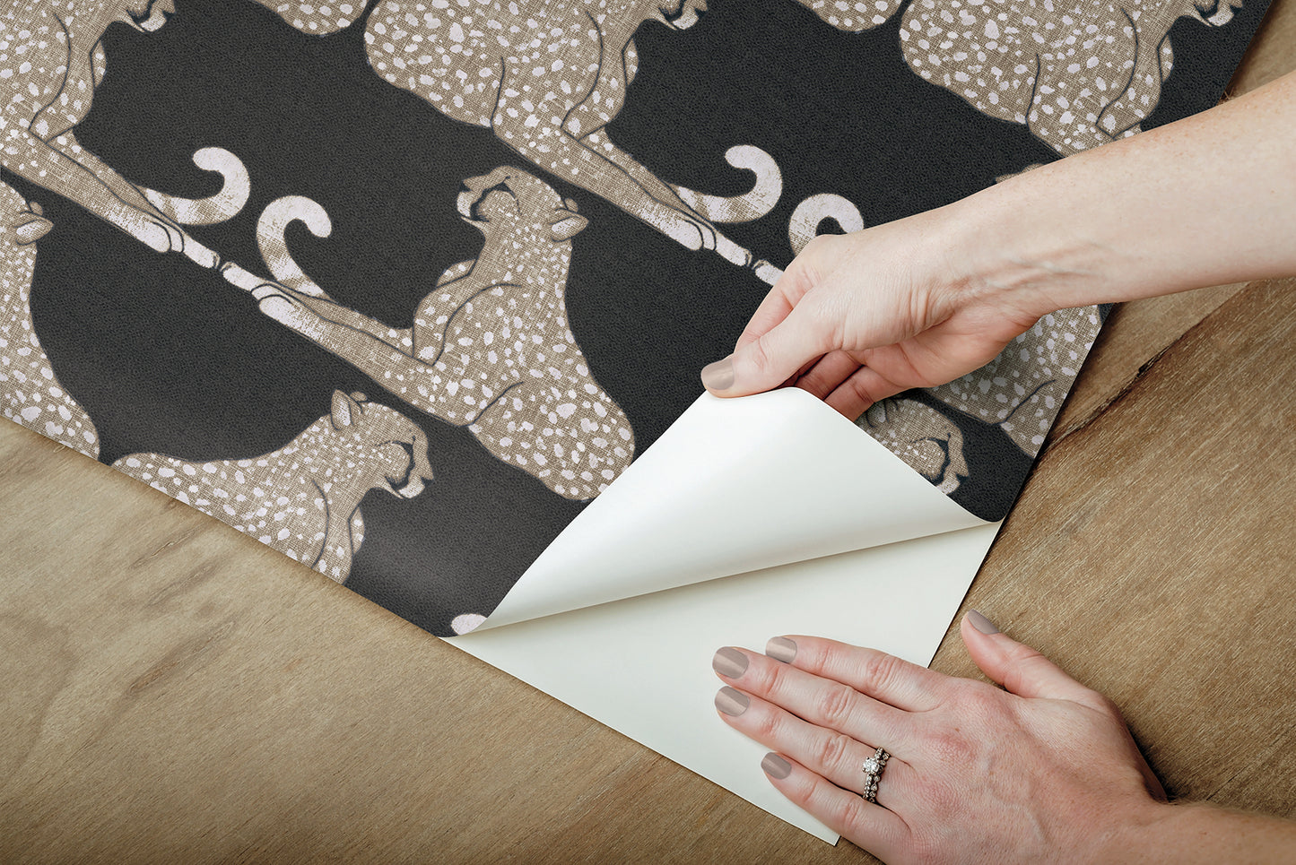 York Wallcoverings Vintage Florals Reclining Cheetahs Black Peel and Stick Wallpaper  Animals Blacks  Wallpaper - PSW1355RL