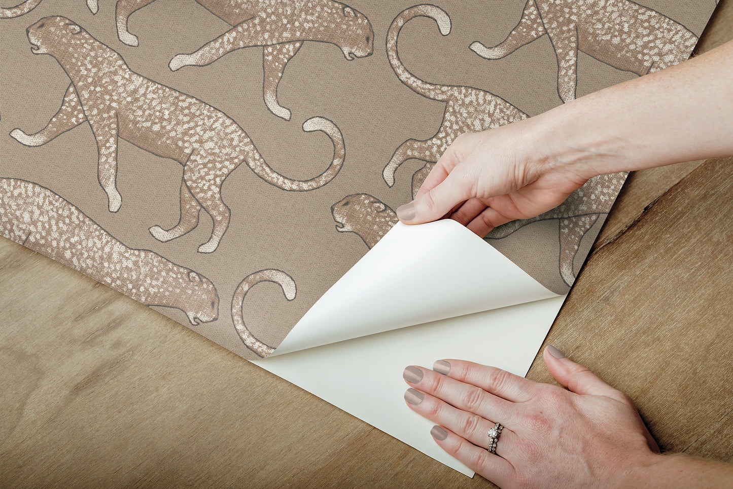 York Wallcoverings Vintage Florals Big Cat Walk Brown Peel and Stick Wallpaper  Animals Browns  Wallpaper - PSW1358RL