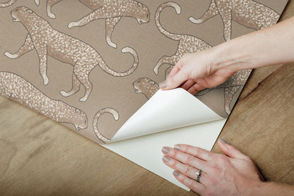 York Wallcoverings Vintage Florals Big Cat Walk Brown Peel and Stick Wallpaper  Animals Browns  Wallpaper - PSW1358RL