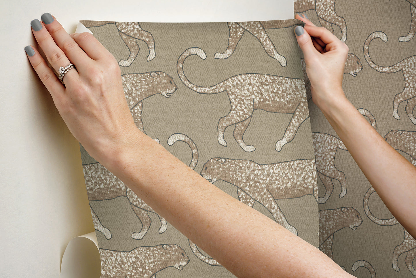 York Wallcoverings Vintage Florals Big Cat Walk Brown Peel and Stick Wallpaper  Animals Browns  Wallpaper - PSW1358RL