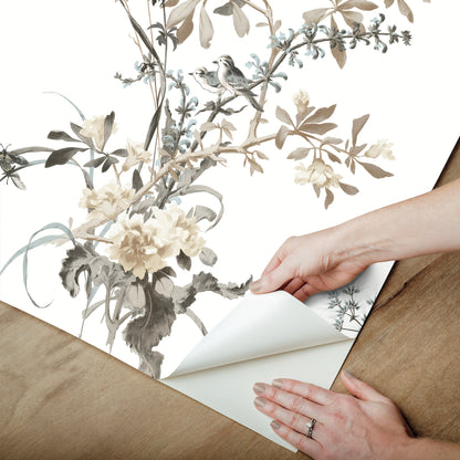 York Wallcoverings Vintage Florals Wild Flowers Neutral Peel and Stick Wallpaper  Botanical Beiges  Wallpaper - PSW1365RL