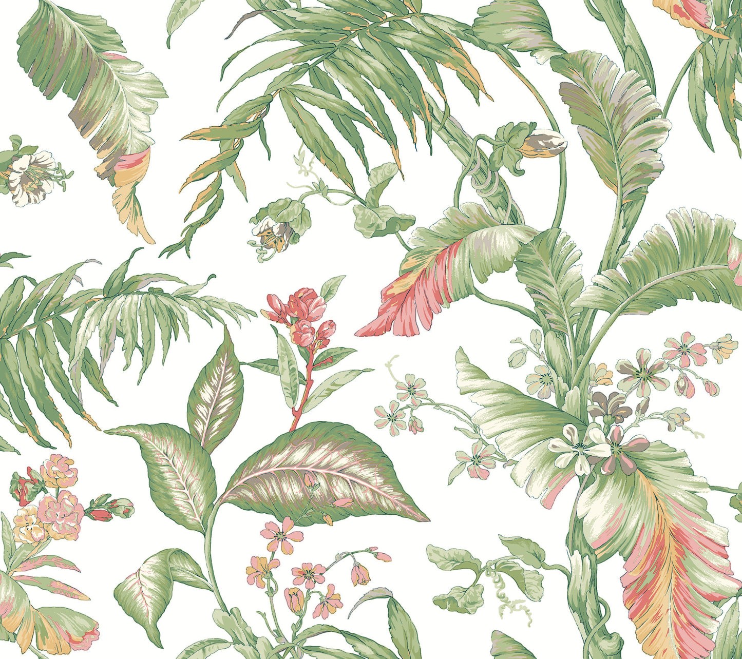 York Wallcoverings Vintage Florals Fiji Garden Pink Peel and Stick Wallpaper  Tropical Multicolor  Wallpaper - PSW1369RL