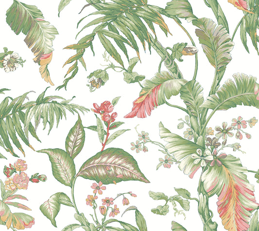 York Wallcoverings Vintage Florals Fiji Garden Pink Peel and Stick Wallpaper  Tropical Multicolor  Wallpaper - PSW1369RL