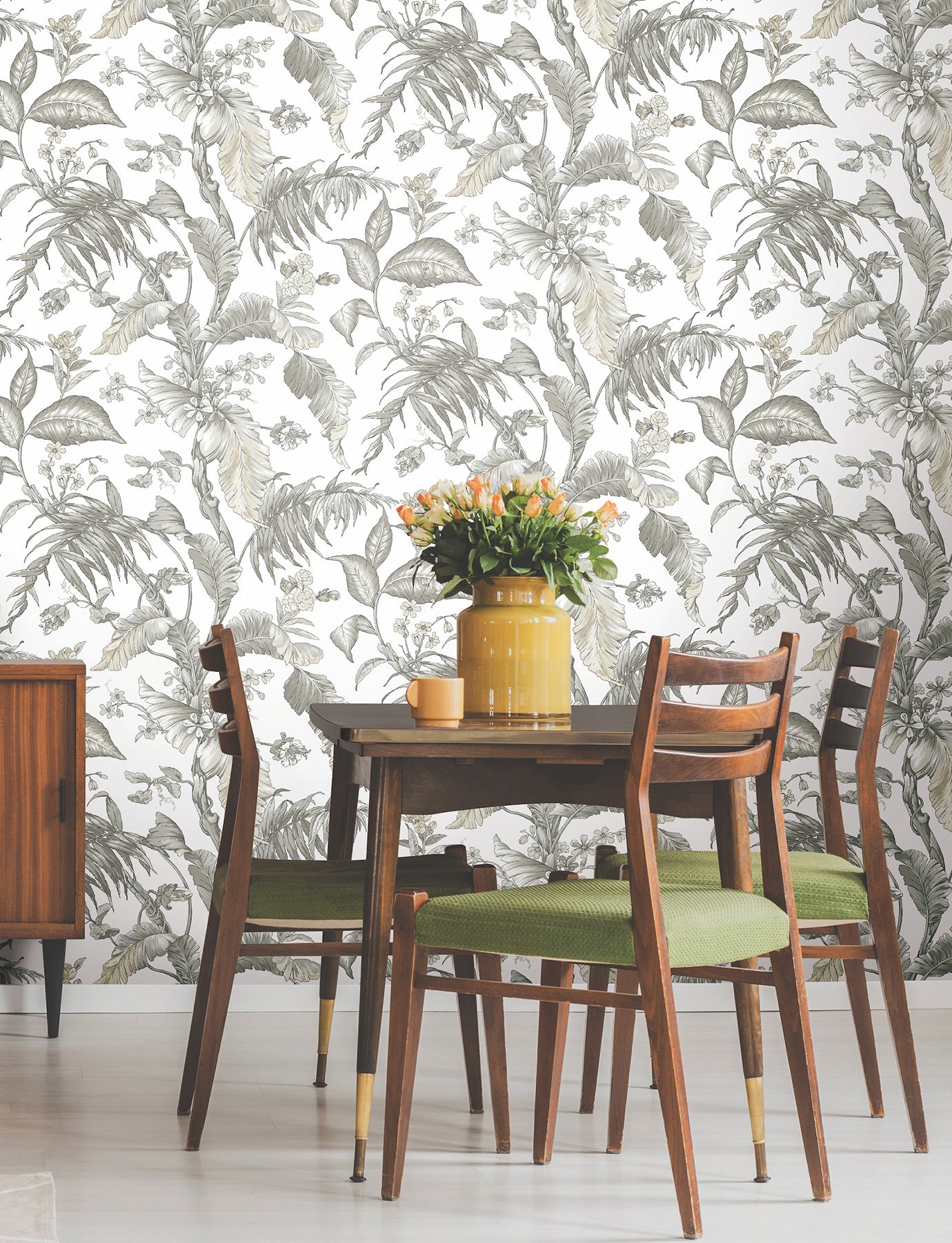 York Wallcoverings Vintage Florals Fiji Garden White Peel and Stick Wallpaper  Tropical Multicolor  Wallpaper - PSW1371RL