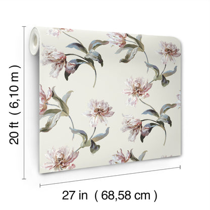 York Wallcoverings SAS Equestrian Home Large Parrot Tulip Neutral Peel and Stick Wallpaper  Florals and Flowers Beiges  Wallpaper - PSW1373RL