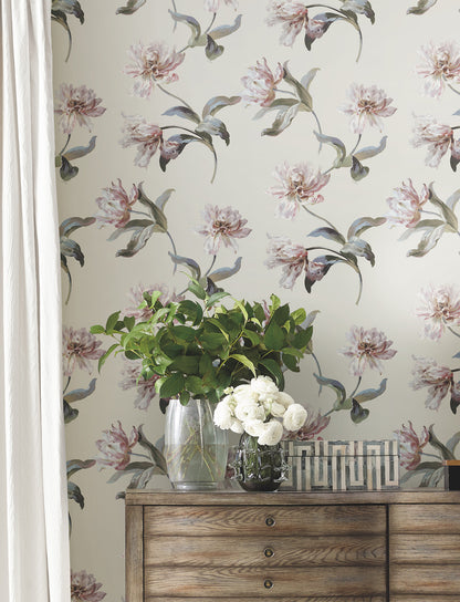 York Wallcoverings SAS Equestrian Home Large Parrot Tulip Neutral Peel and Stick Wallpaper  Florals and Flowers Beiges  Wallpaper - PSW1373RL