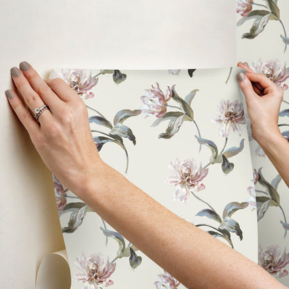 York Wallcoverings SAS Equestrian Home Large Parrot Tulip Neutral Peel and Stick Wallpaper  Florals and Flowers Beiges  Wallpaper - PSW1373RL