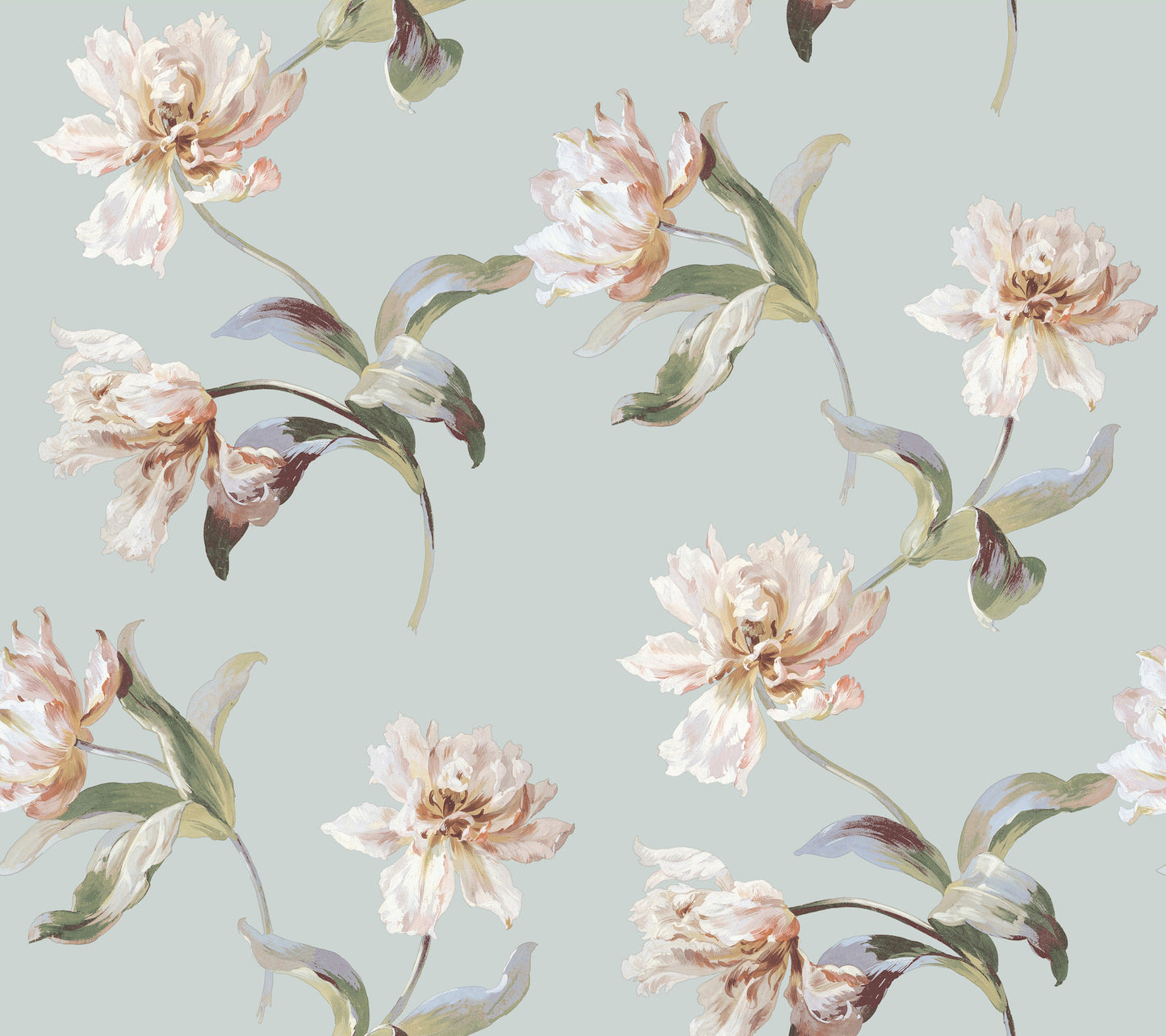 York Wallcoverings SAS Equestrian Home Large Parrot Tulip White Peel and Stick Wallpaper  Florals and Flowers Pinks  Wallpaper - PSW1374RL