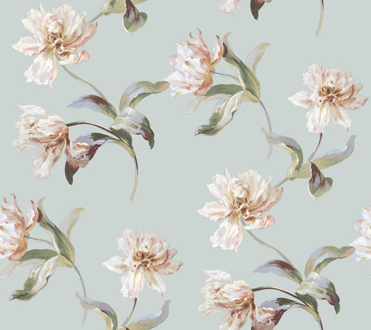York Wallcoverings SAS Equestrian Home Large Parrot Tulip White Peel and Stick Wallpaper  Florals and Flowers Pinks  Wallpaper - PSW1374RL