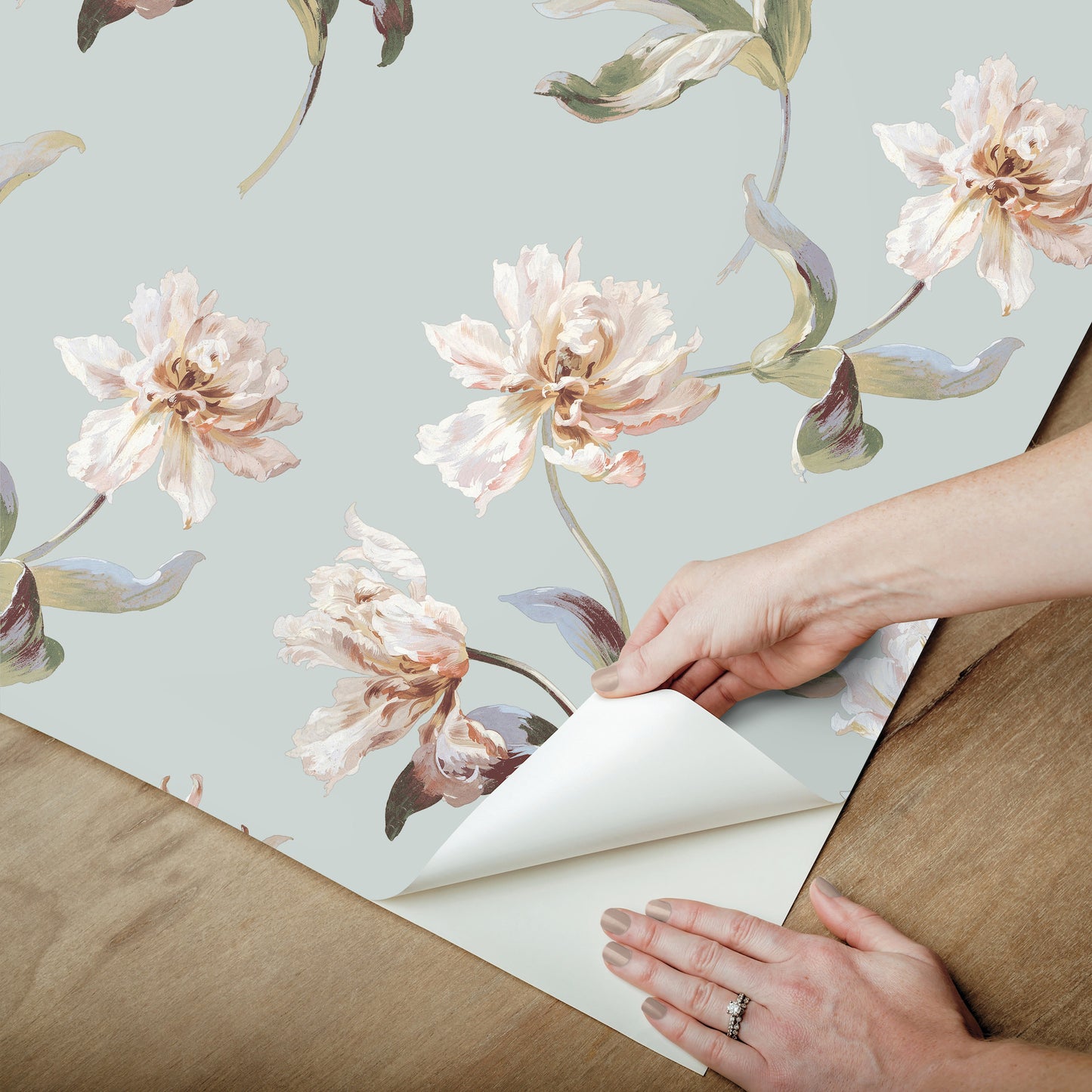 York Wallcoverings SAS Equestrian Home Large Parrot Tulip White Peel and Stick Wallpaper  Florals and Flowers Pinks  Wallpaper - PSW1374RL