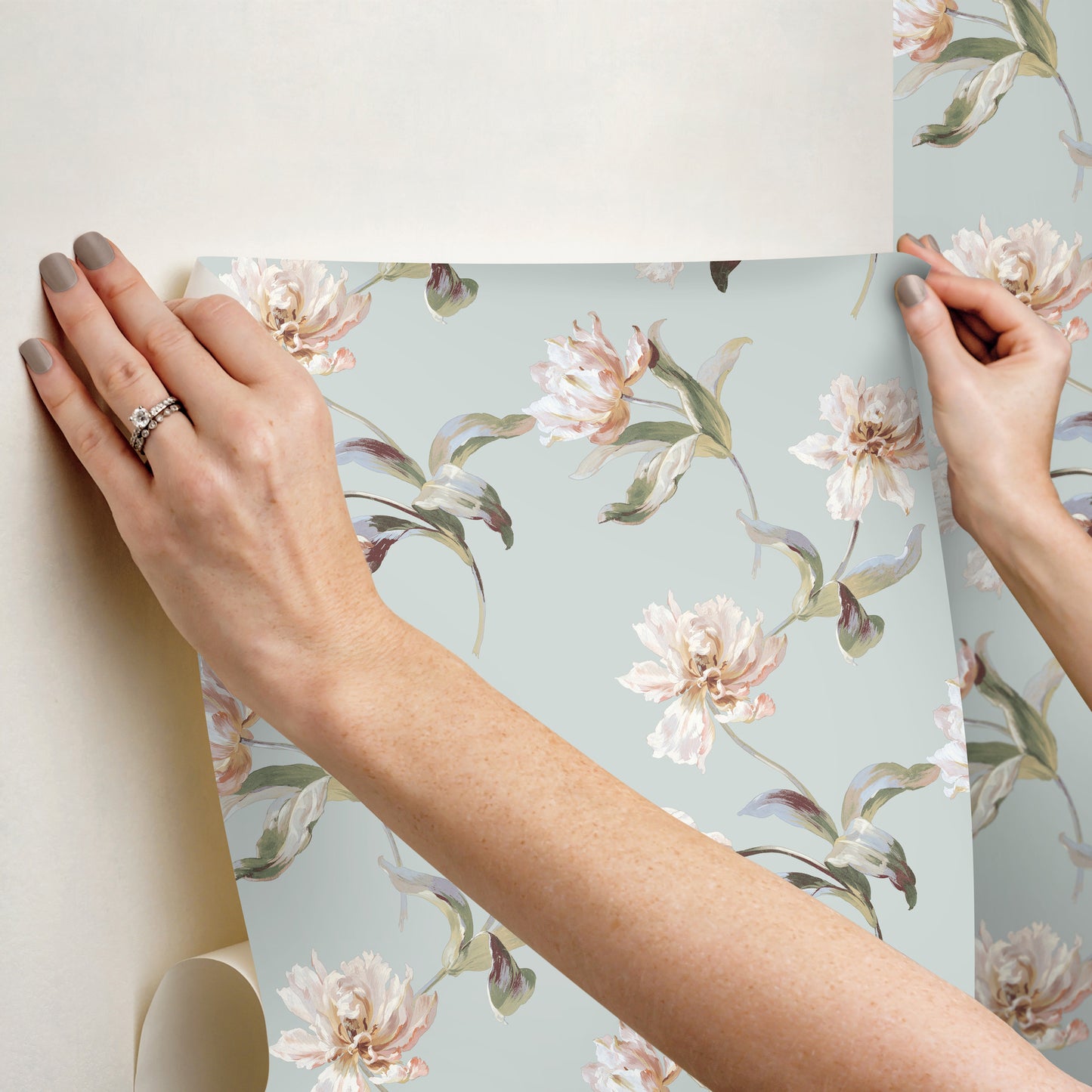 York Wallcoverings SAS Equestrian Home Large Parrot Tulip White Peel and Stick Wallpaper  Florals and Flowers Pinks  Wallpaper - PSW1374RL