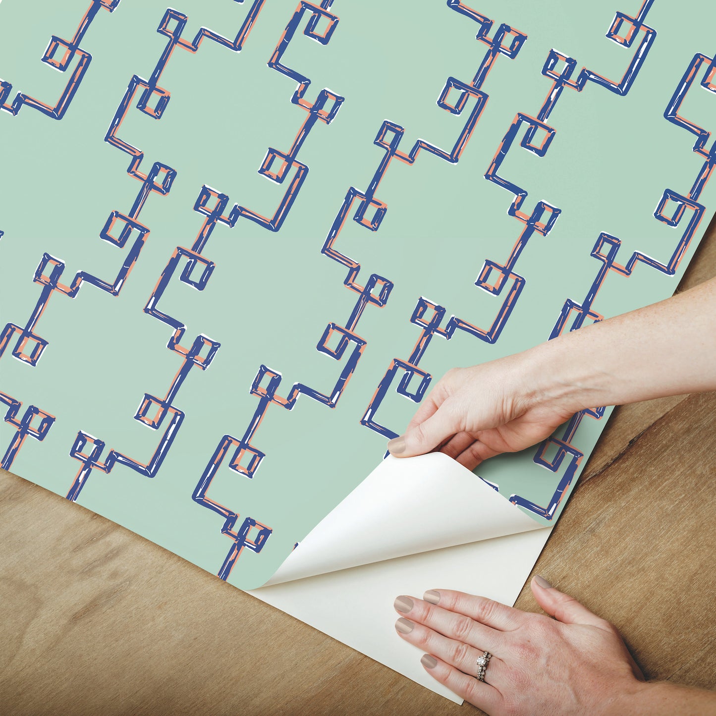 York Wallcoverings Madcap Cottage Bamboozled Sky Blue Peel and Stick Wallpaper  Geometrics Blues  Wallpaper - PSW1388RL